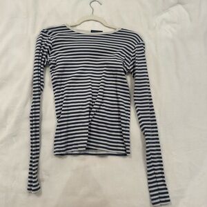 Brandy Melville Blue and White Striped Long Sleeve Tee